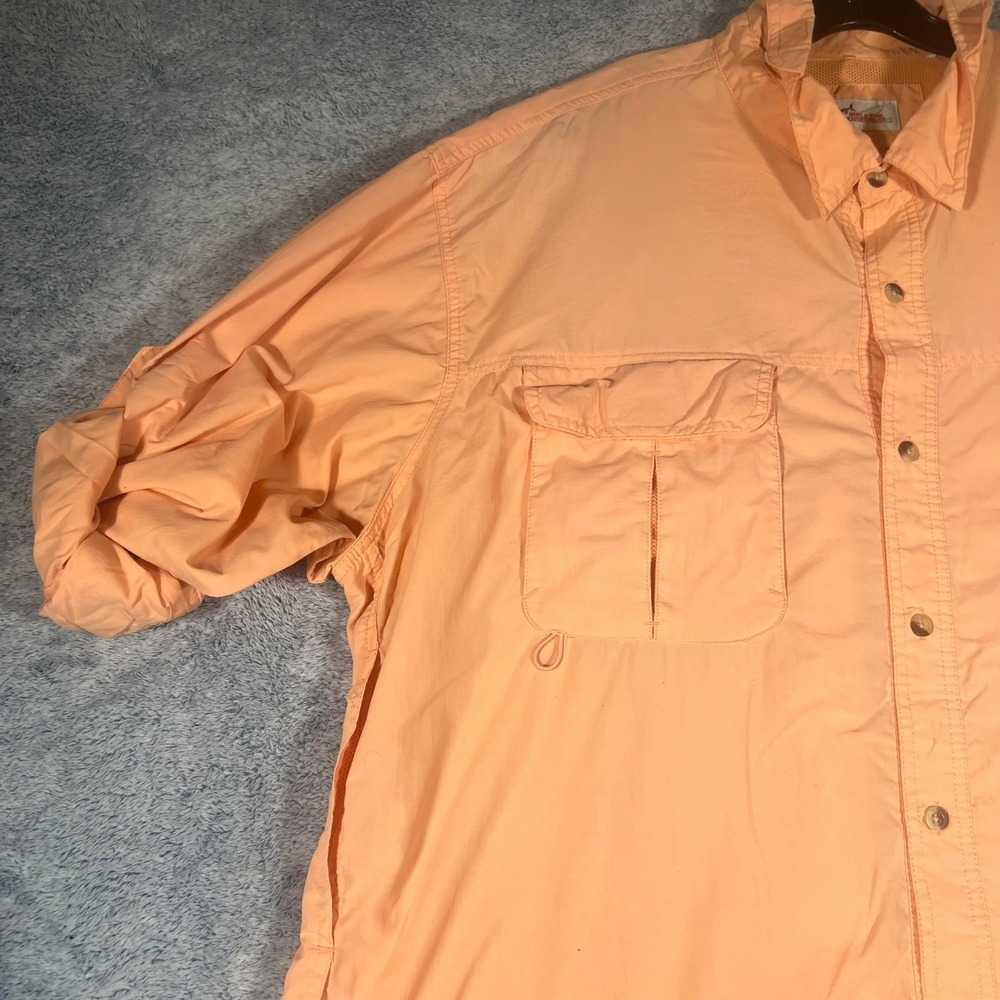 World Wide Sportsman Mens 3XL Fishing Shirt Peach Nylon Vented Long Sleeve - Picture 3 of 16